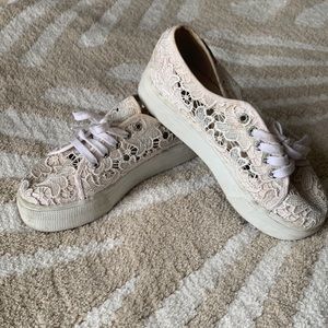 White woven superfamily women’s platform sneakers